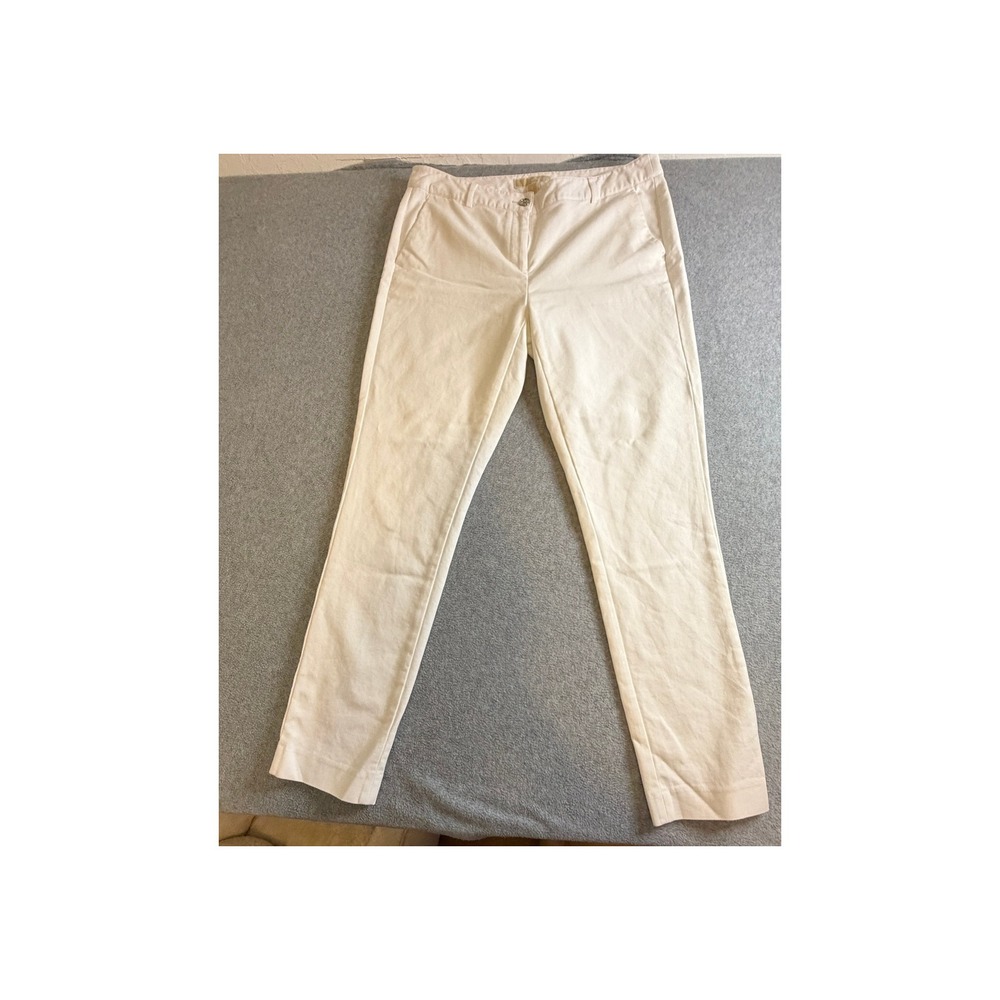 Michael Kors Womens White Slim Leg Stretch Cotton Trousers Pants Size 10